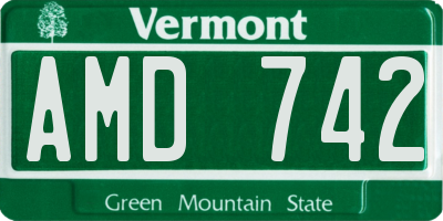 VT license plate AMD742