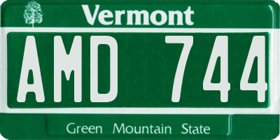VT license plate AMD744