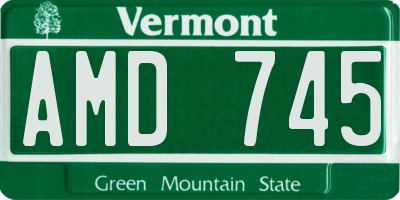 VT license plate AMD745