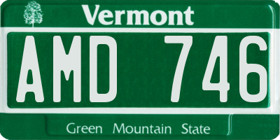 VT license plate AMD746