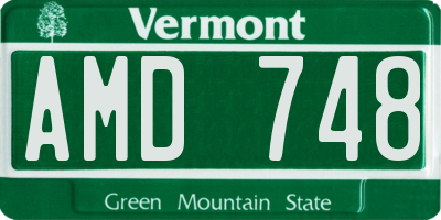 VT license plate AMD748