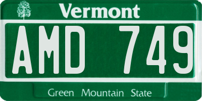 VT license plate AMD749
