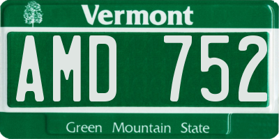 VT license plate AMD752