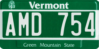 VT license plate AMD754