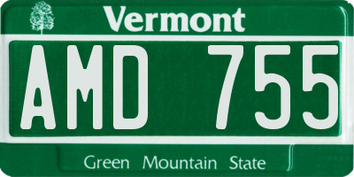 VT license plate AMD755