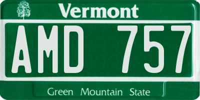 VT license plate AMD757