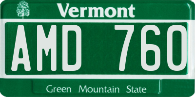 VT license plate AMD760