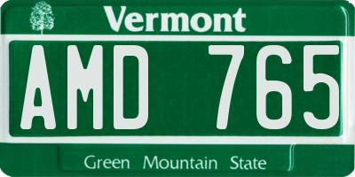 VT license plate AMD765
