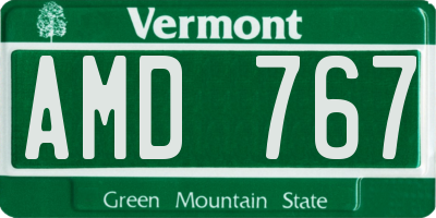 VT license plate AMD767