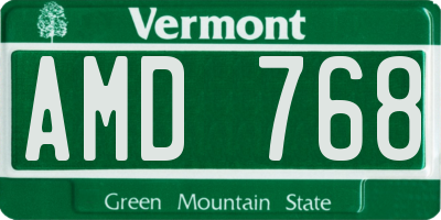VT license plate AMD768