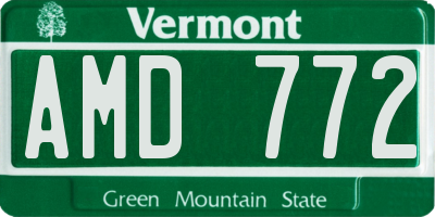 VT license plate AMD772