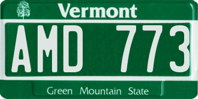 VT license plate AMD773