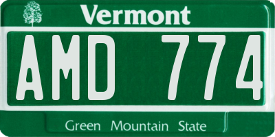 VT license plate AMD774