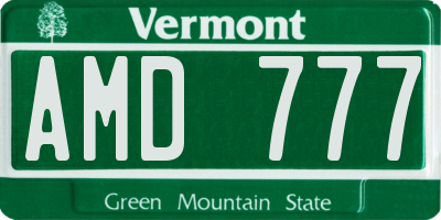 VT license plate AMD777