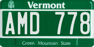 VT license plate AMD778