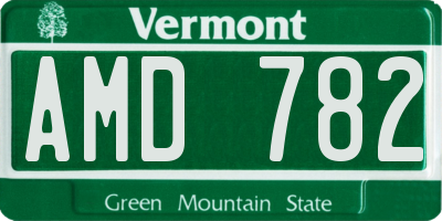 VT license plate AMD782