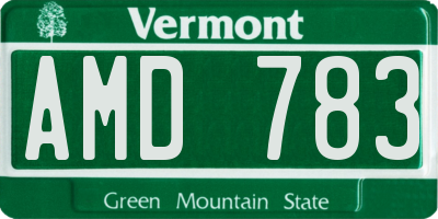 VT license plate AMD783