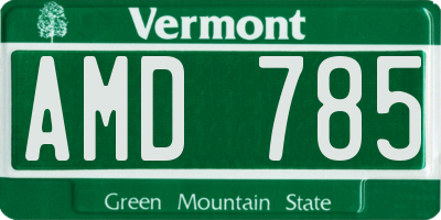 VT license plate AMD785
