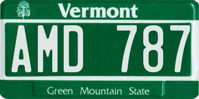 VT license plate AMD787
