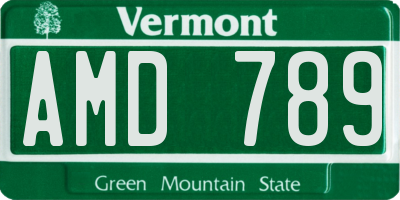 VT license plate AMD789