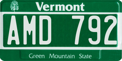 VT license plate AMD792
