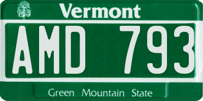 VT license plate AMD793