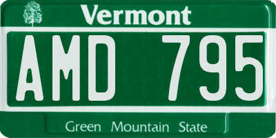 VT license plate AMD795