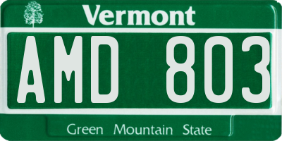 VT license plate AMD803