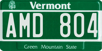 VT license plate AMD804