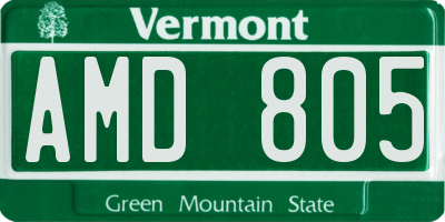 VT license plate AMD805