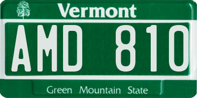 VT license plate AMD810