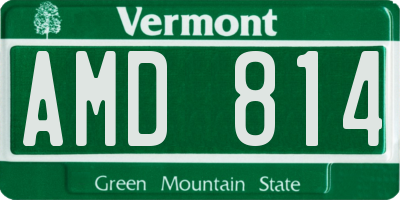 VT license plate AMD814
