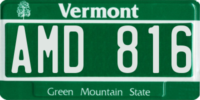 VT license plate AMD816