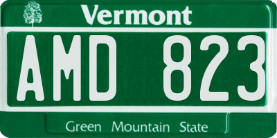 VT license plate AMD823