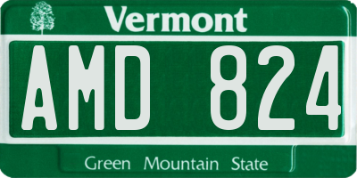 VT license plate AMD824