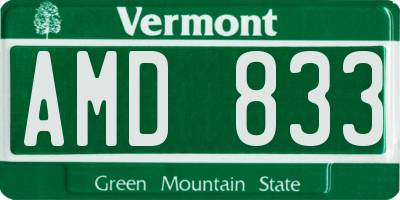 VT license plate AMD833