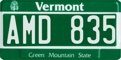 VT license plate AMD835