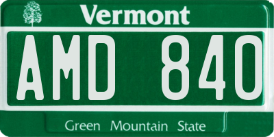 VT license plate AMD840