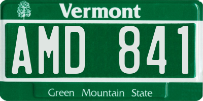 VT license plate AMD841