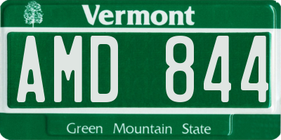 VT license plate AMD844
