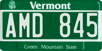 VT license plate AMD845