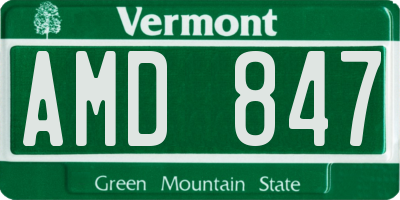 VT license plate AMD847