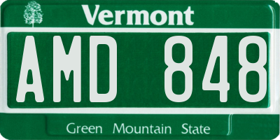 VT license plate AMD848