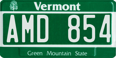 VT license plate AMD854
