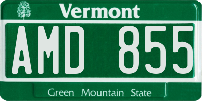 VT license plate AMD855