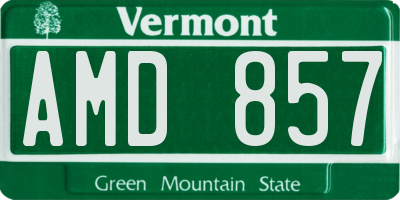 VT license plate AMD857