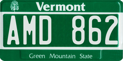 VT license plate AMD862