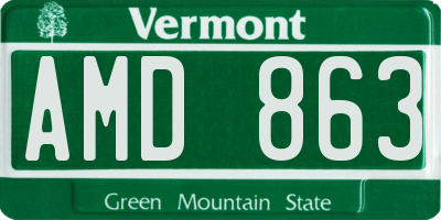 VT license plate AMD863