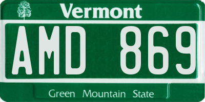 VT license plate AMD869