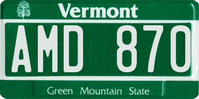 VT license plate AMD870